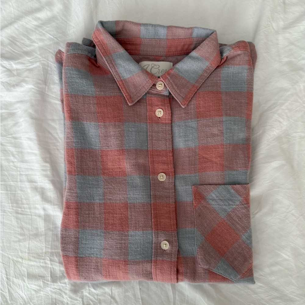 Women’s J.Crew Pink and Blue Flannel Button Down Shirt